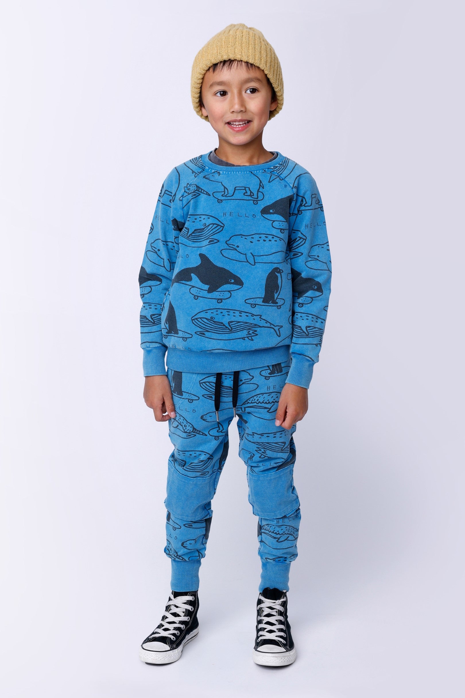 Minti Surf Skate Animals Trackies - Sky Wash