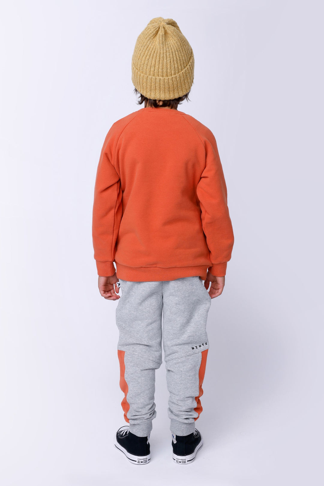 Minti Furry Contrast Trackies - Grey Marle/Orange