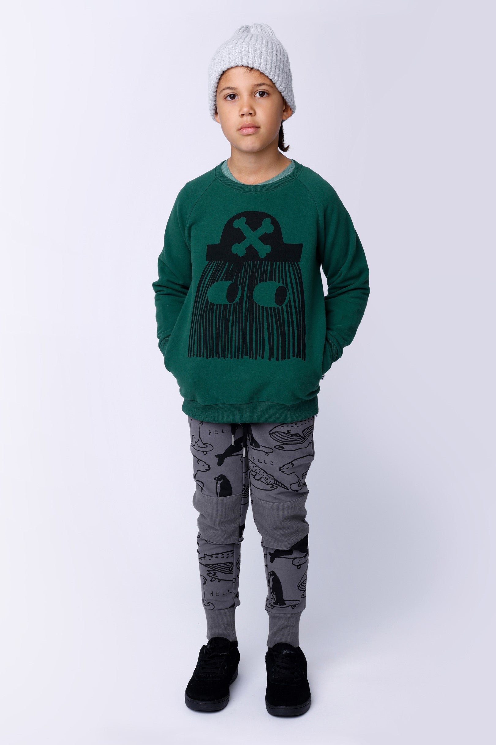 Surf Skate Animals Furry Trackies - Dark Grey