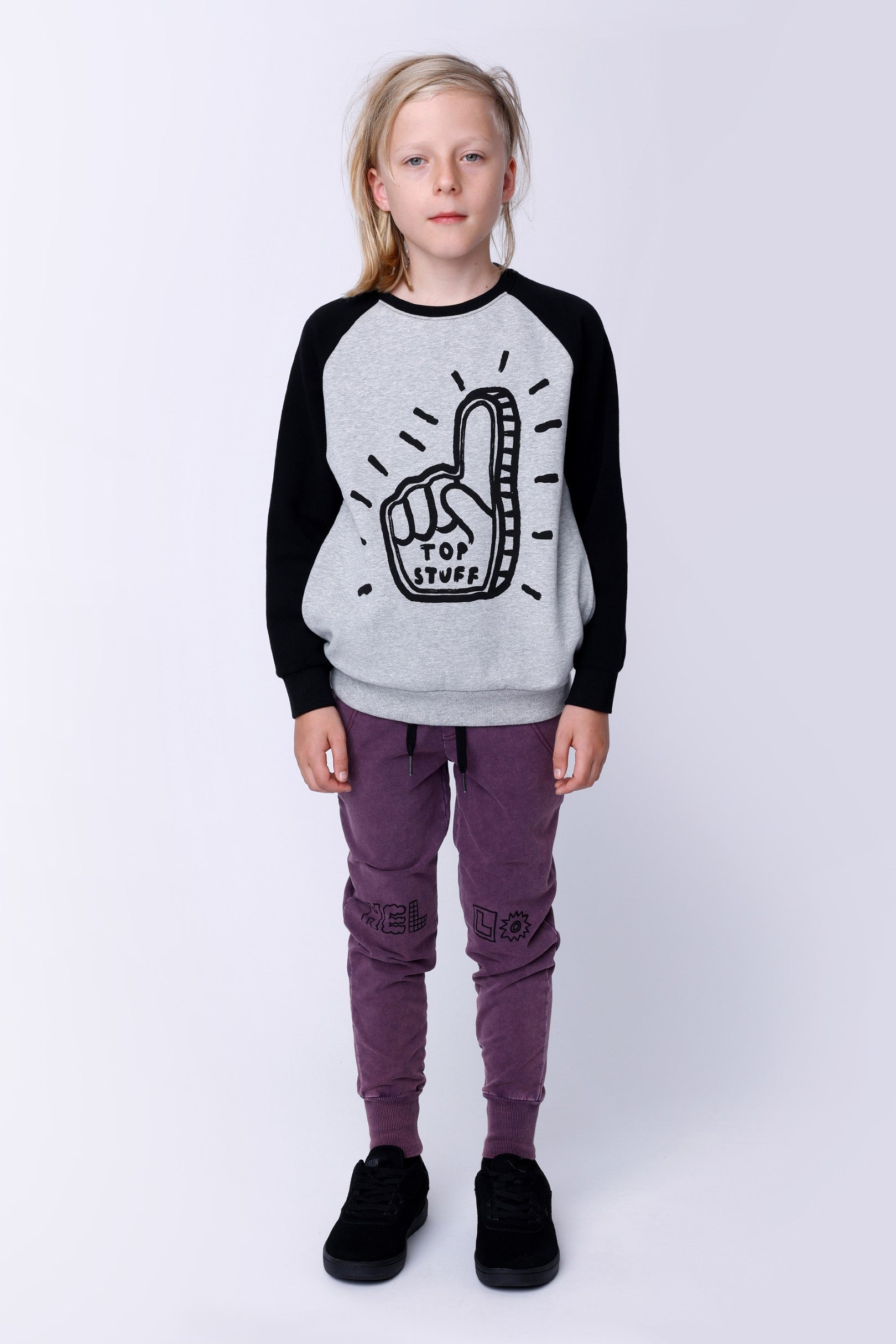 Fancy Hello Trackies - Muted Purple Wash