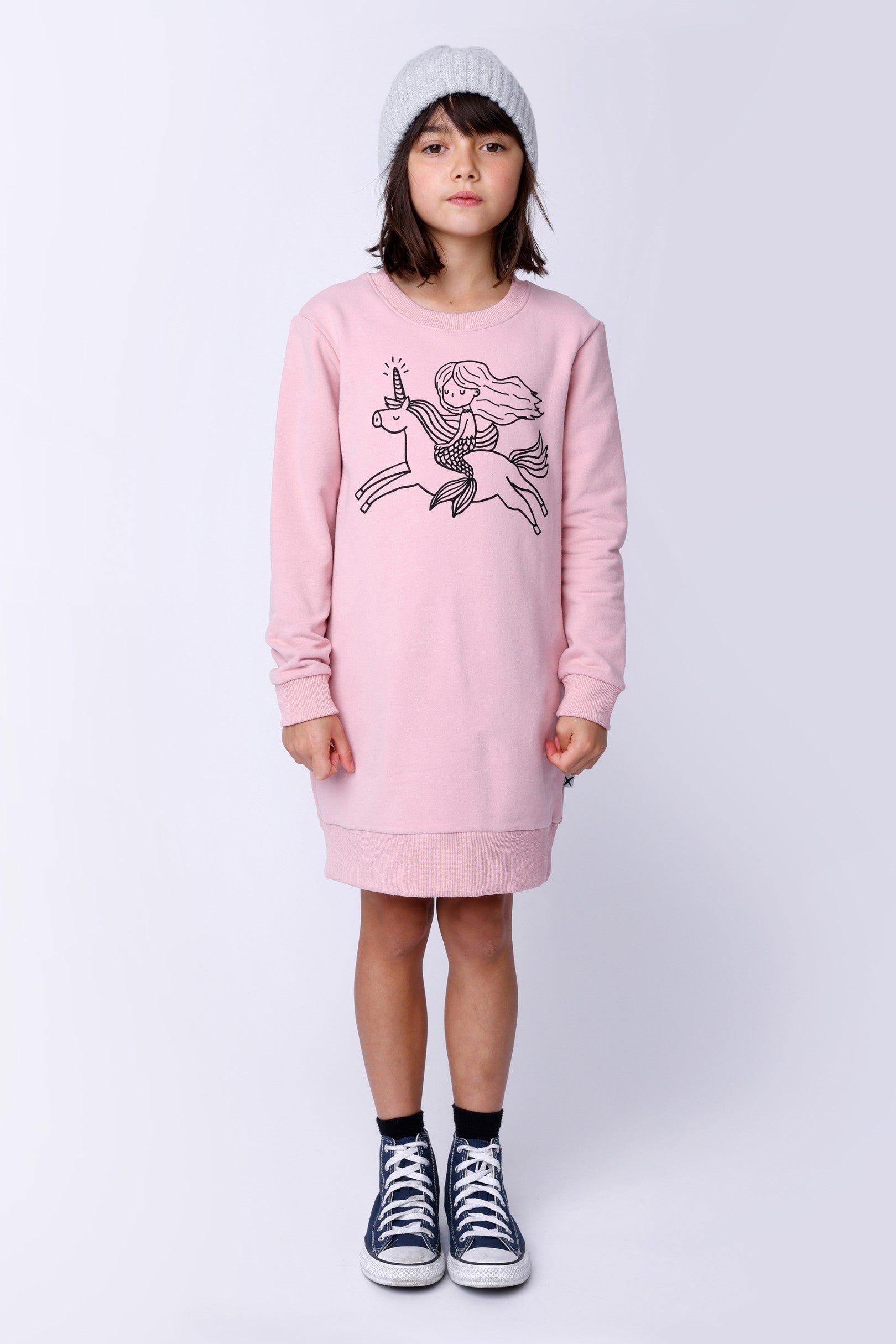 Mermaid And Unicorn Furry Dress - Muted Pink