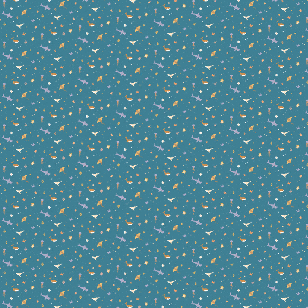 Fox & Fallow Organic Muslin Wrap - Ocean Creatures Marine