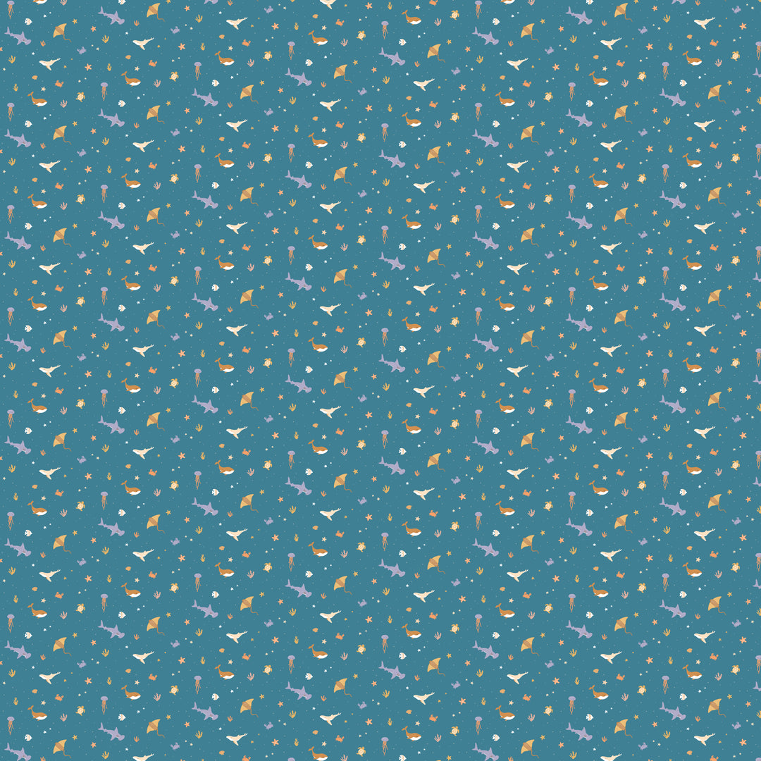 Fox & Fallow Organic Muslin Wrap - Ocean Creatures Marine