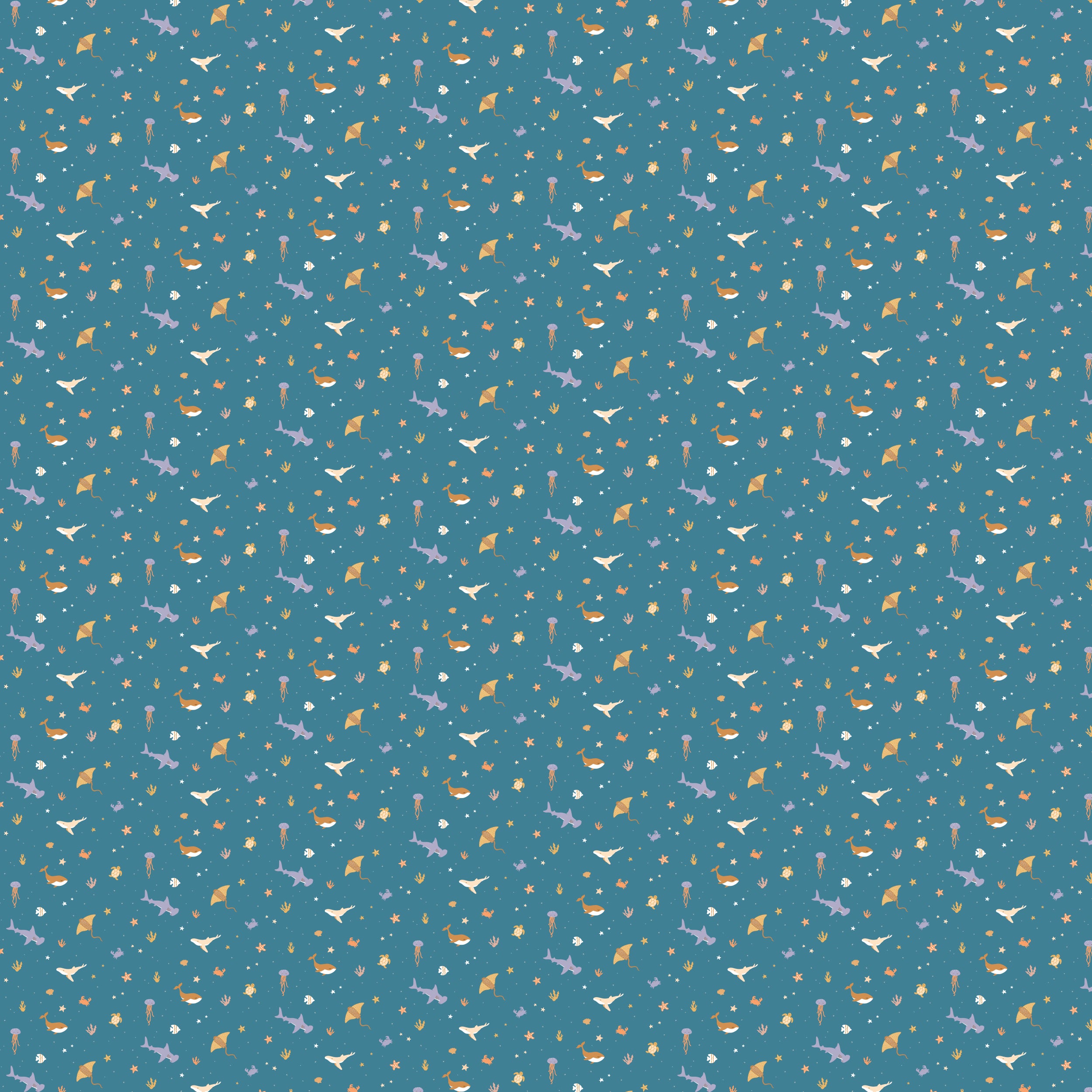 Fox & Fallow Organic Muslin Wrap - Ocean Creatures Marine