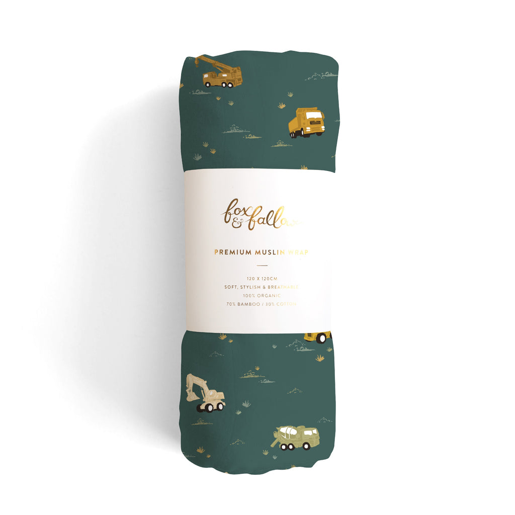 Fox & Fallow Organic Muslin Wrap - Trucks