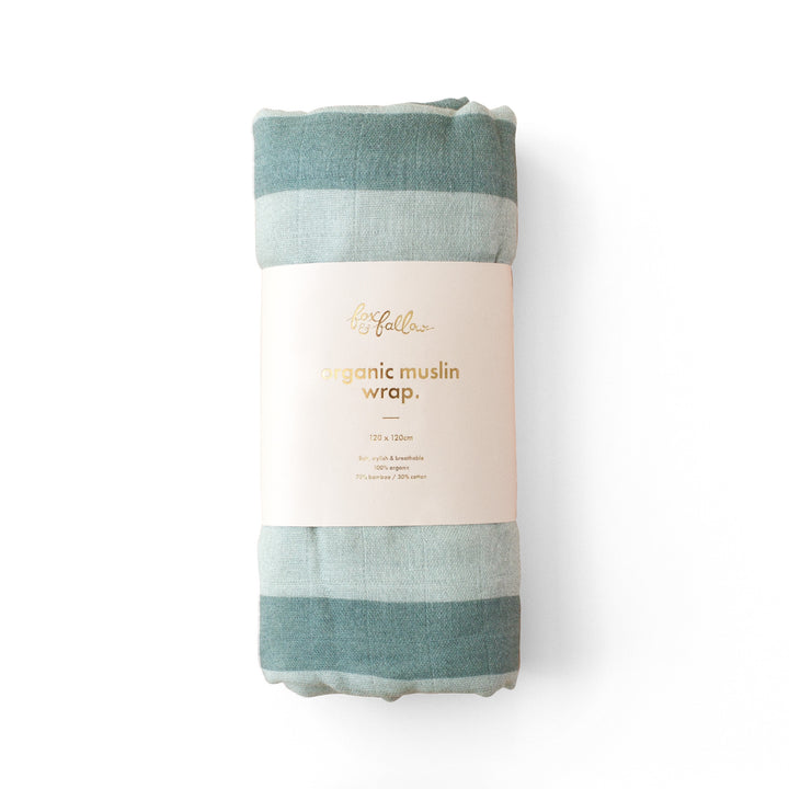 Fox & Fallow Organic Muslin Wrap - Sage Stripe