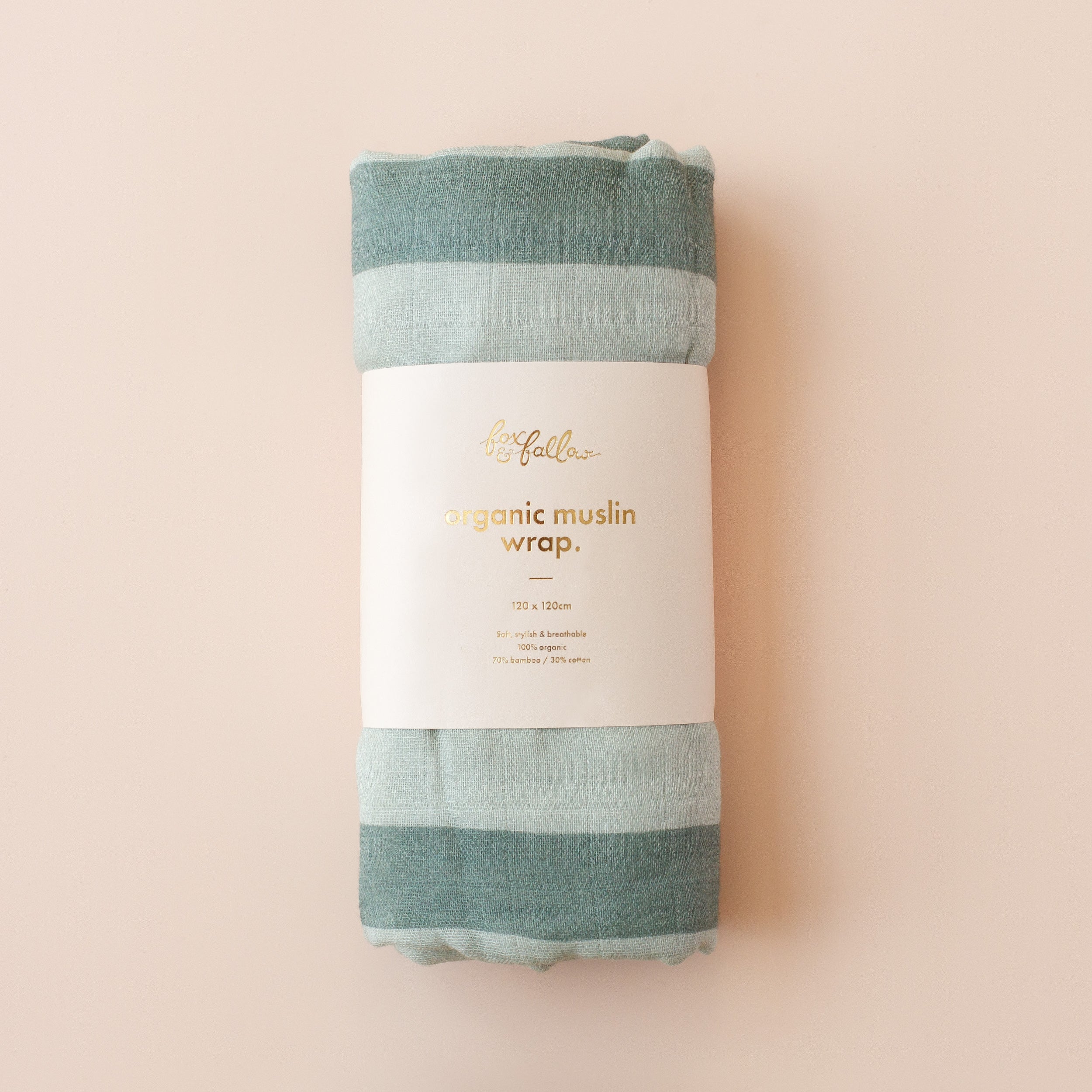 Fox & Fallow Organic Muslin Wrap - Sage Stripe