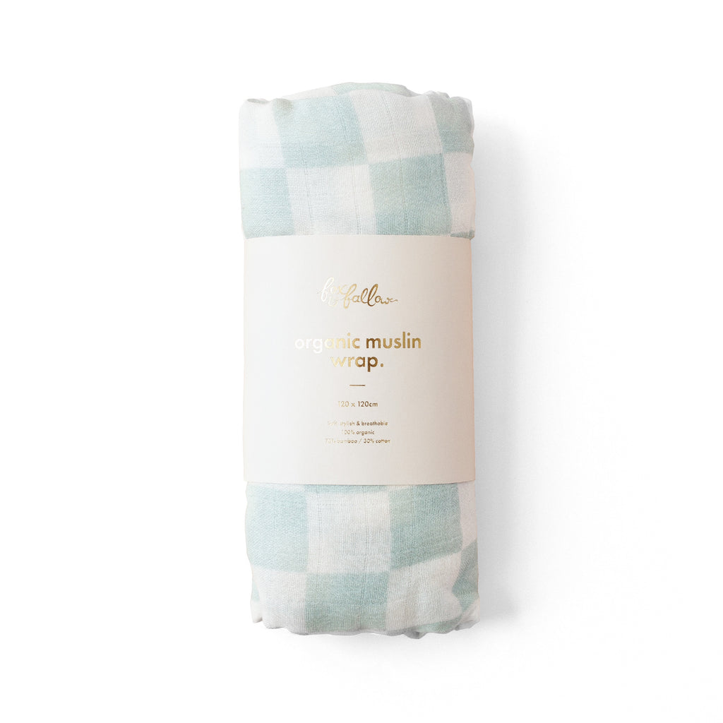Fox & Fallow Organic Muslin Wrap - Sage Check