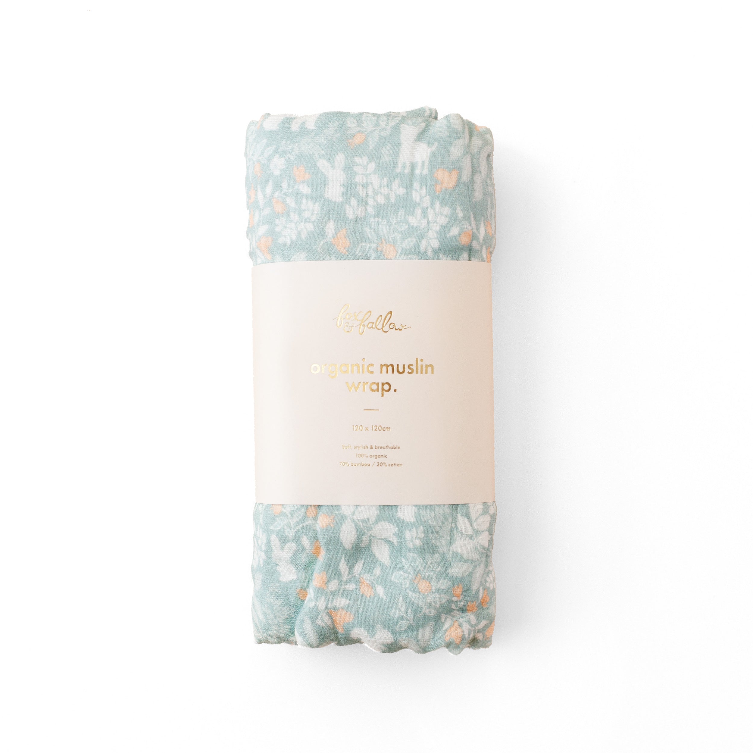 Fox & Fallow Organic Muslin Wrap - Forest Friends Sage