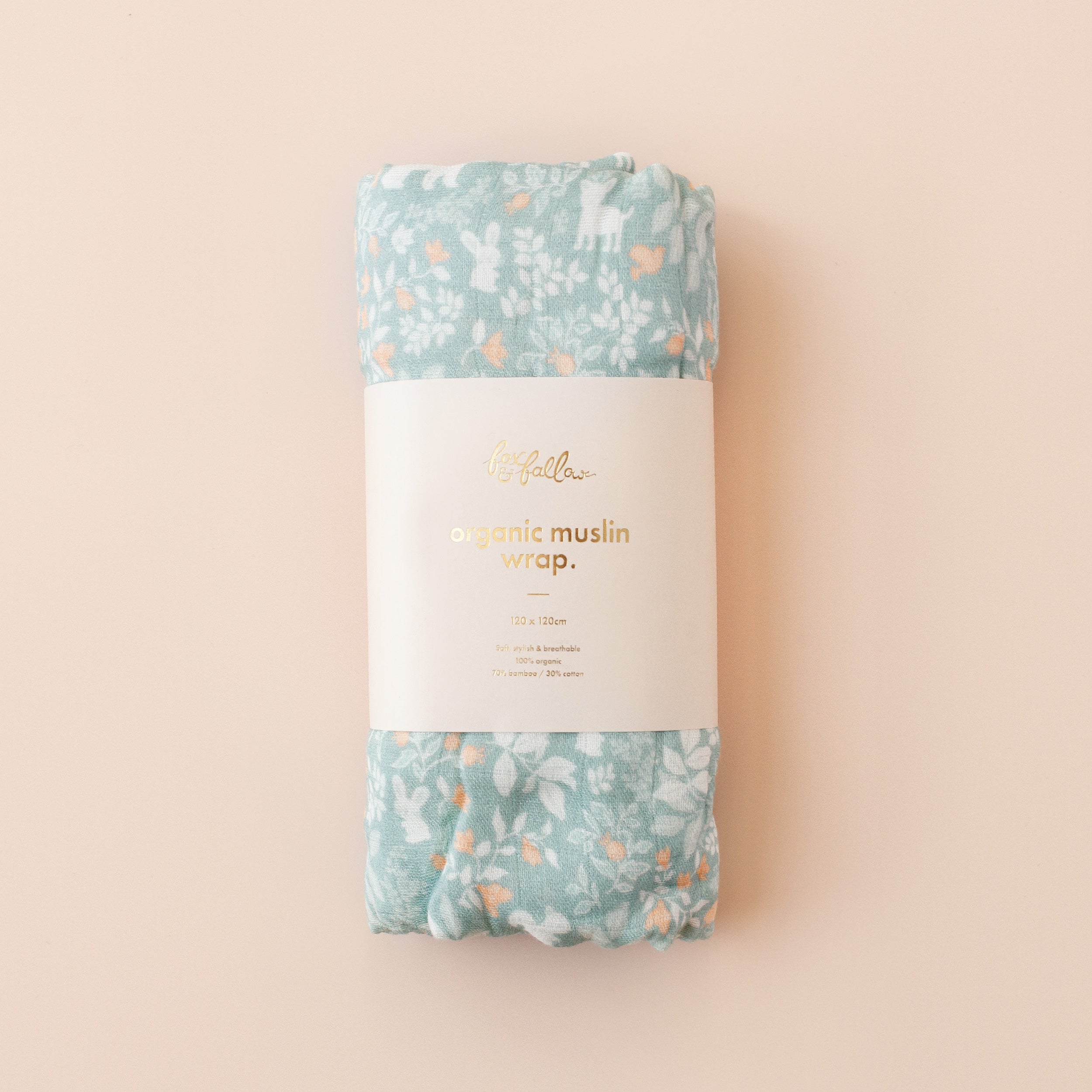 Fox & Fallow Organic Muslin Wrap - Forest Friends Sage