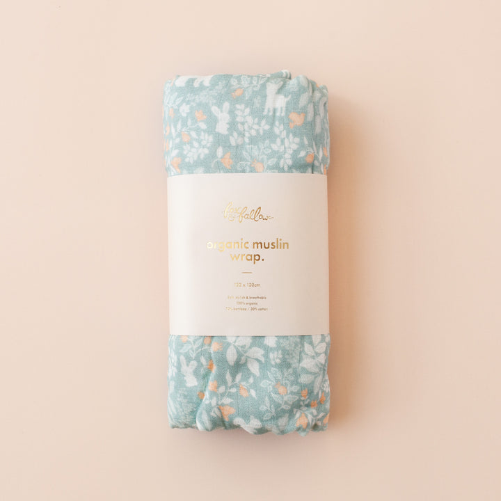 Fox & Fallow Organic Muslin Wrap - Forest Friends Sage