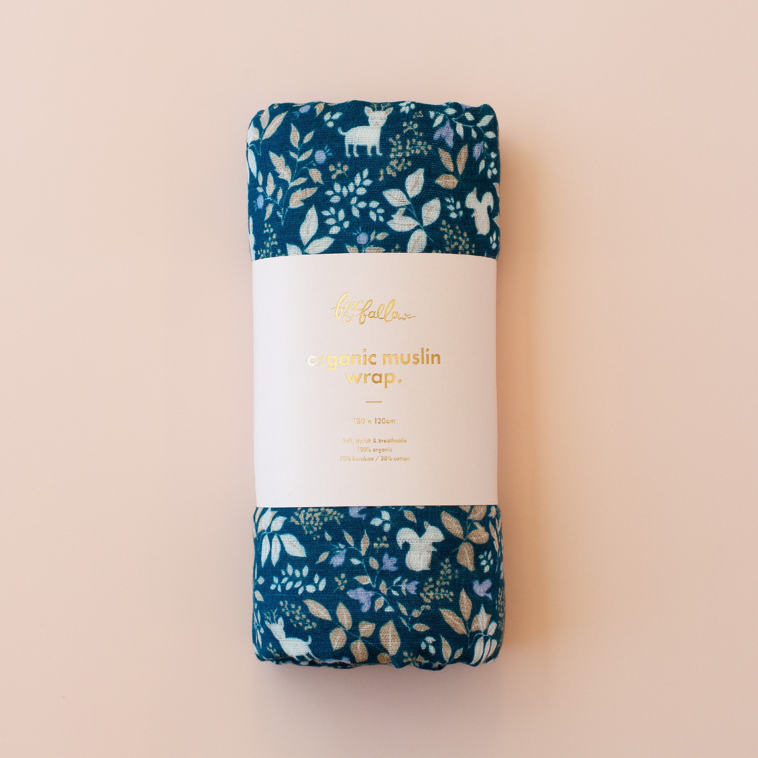 Fox & Fallow Organic Muslin Wrap - Forest Friends Midnight