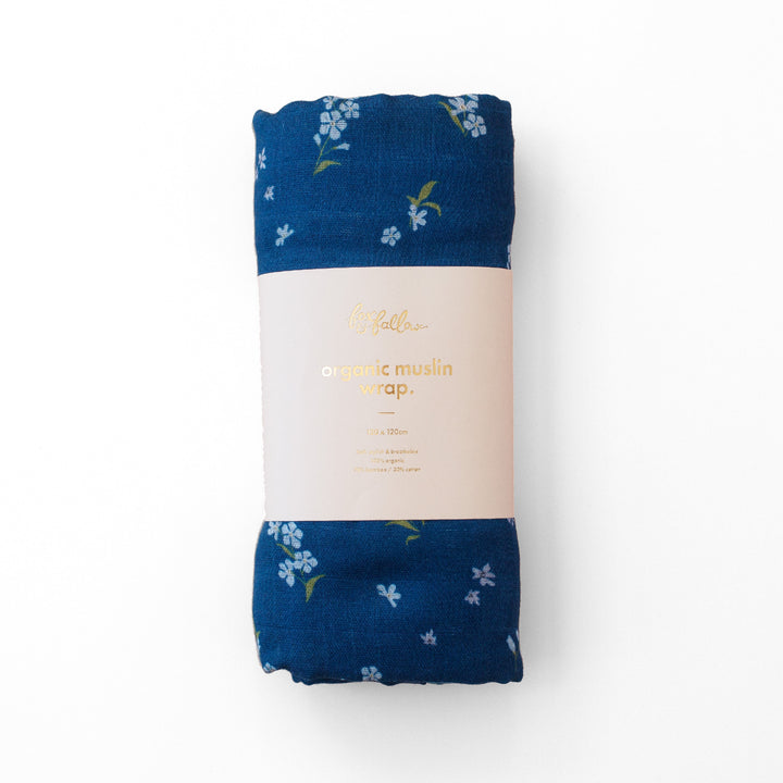 Fox & Fallow Organic Muslin Wrap - Forget-Me-Not Navy