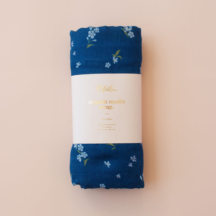 Fox & Fallow Organic Muslin Wrap - Forget-Me-Not Navy