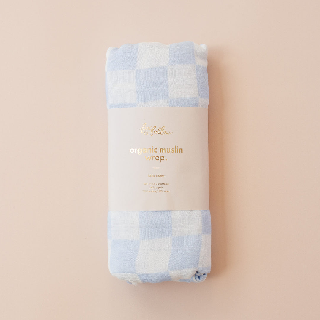 Fox & Fallow Organic Muslin Wrap - Powder Check Organic