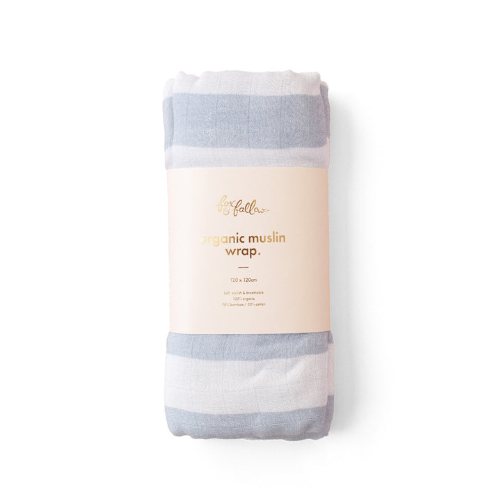 Fox & Fallow Organic Muslin Wrap - Cloud Stripe