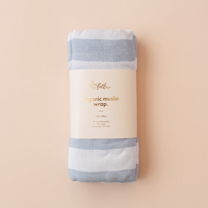 Fox & Fallow Organic Muslin Wrap - Cloud Stripe