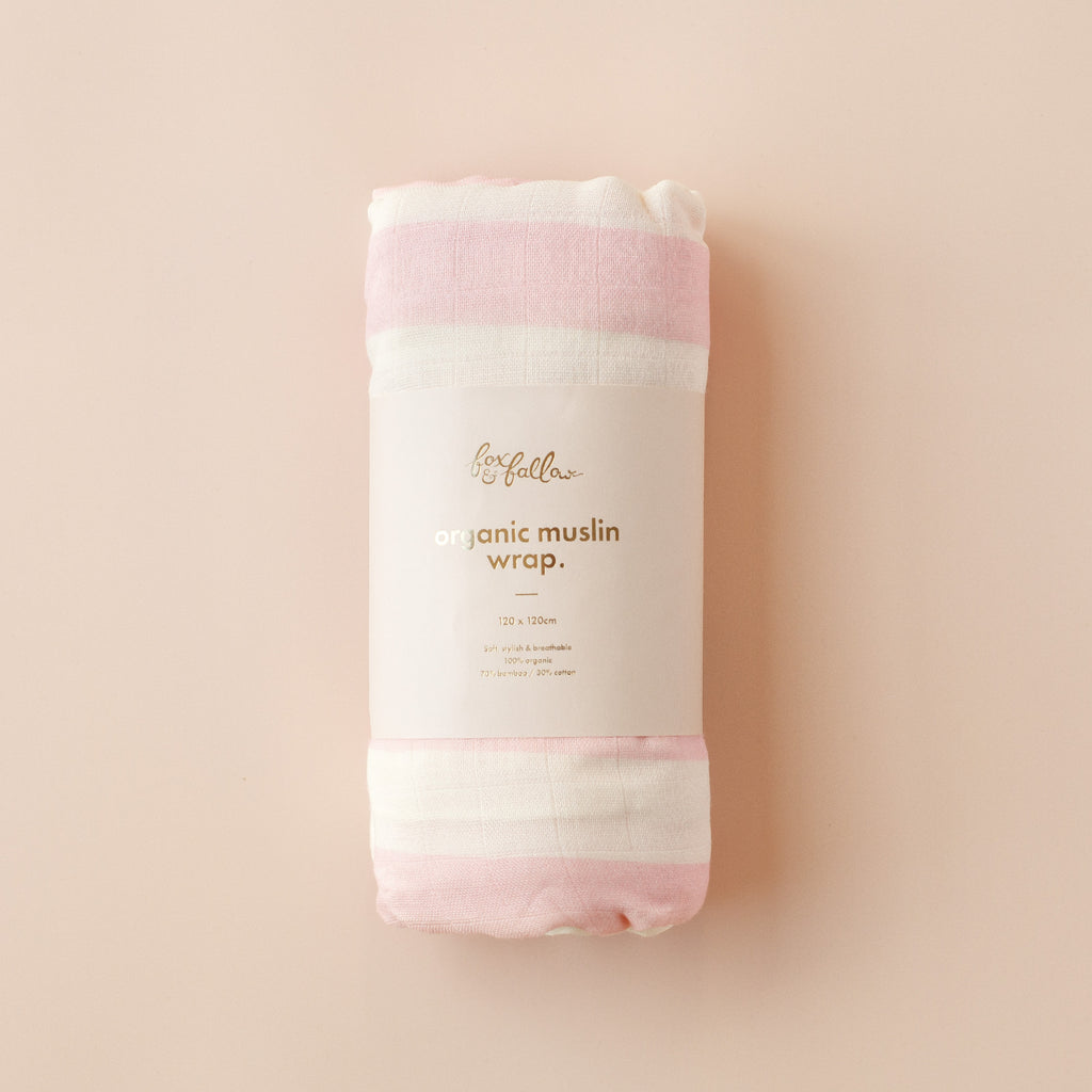 Fox & Fallow Organic Muslin Wrap - Petal Stripe