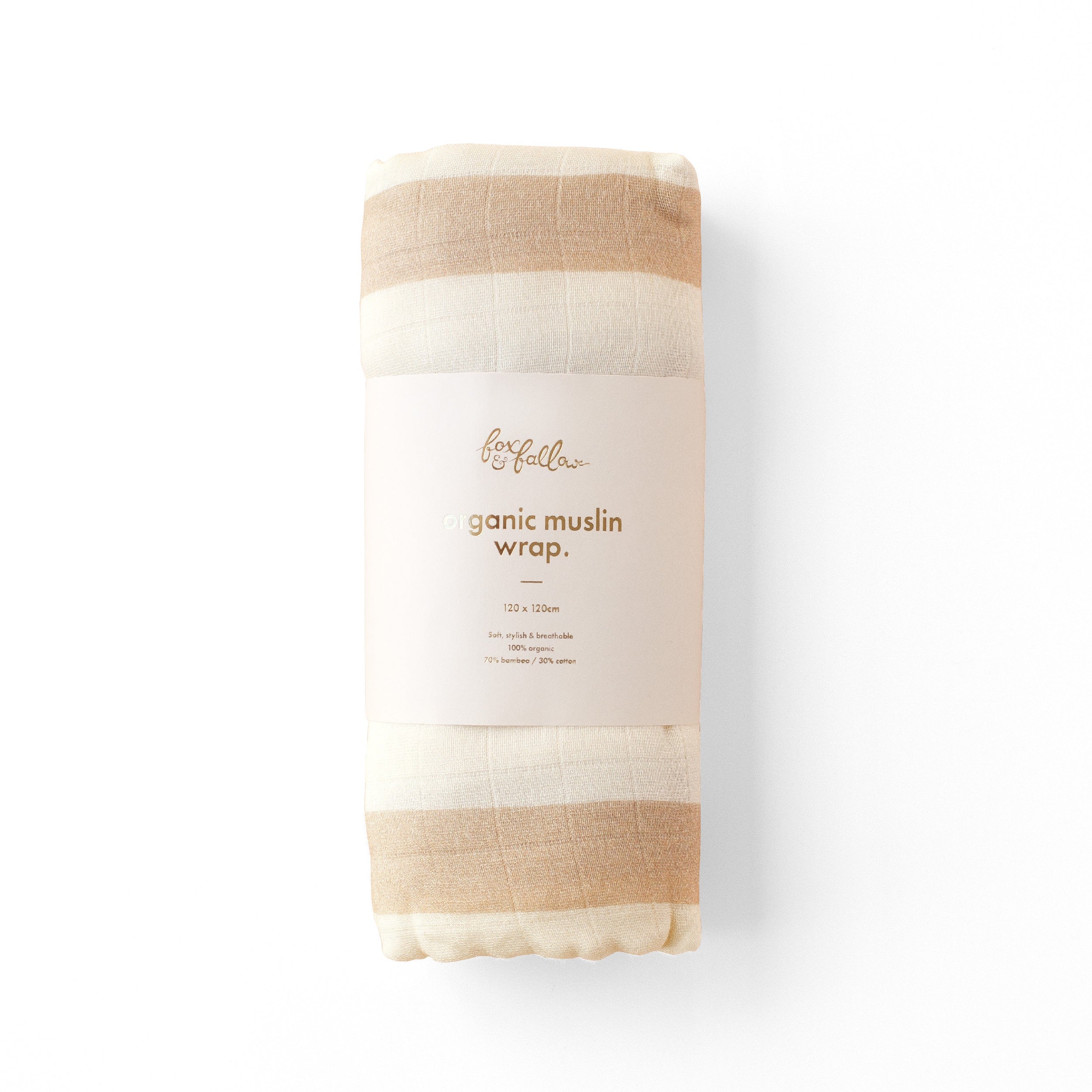 Fox & Fallow Organic Muslin Wrap - Coffee Stripe