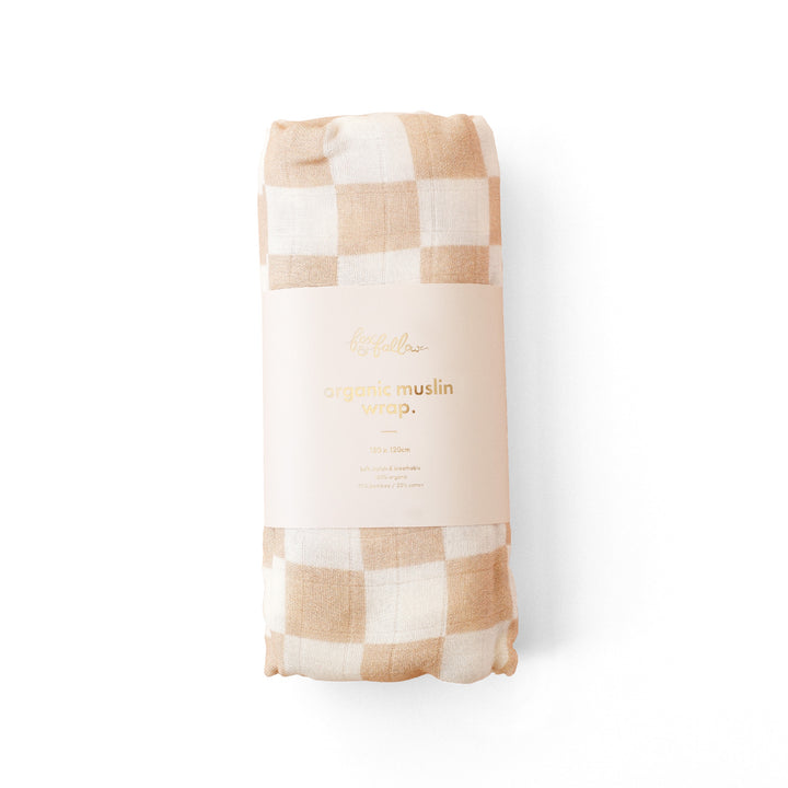 Fox & Fallow Organic Muslin Wrap - Caramel Check