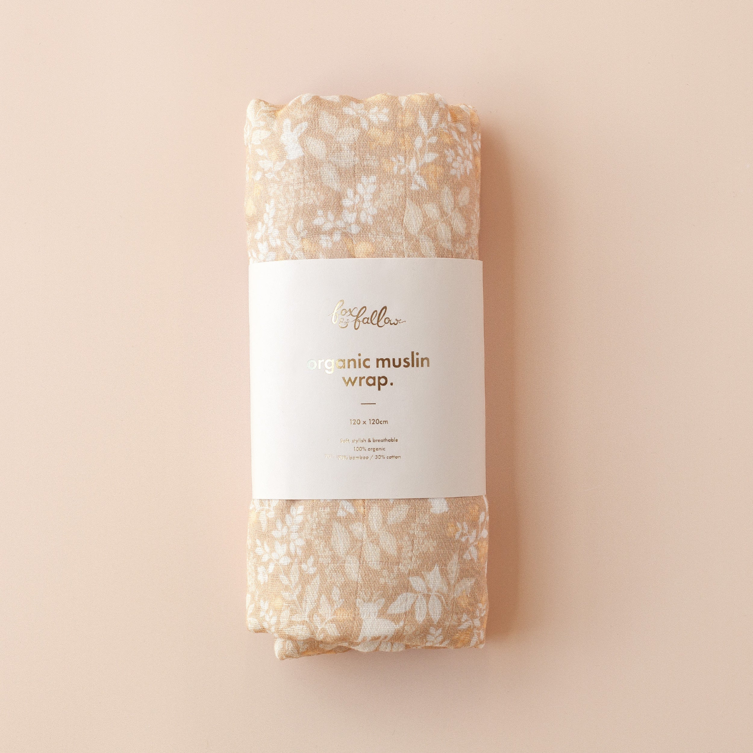 Fox & Fallow Organic Muslin Wrap - Forest Friends Caramel