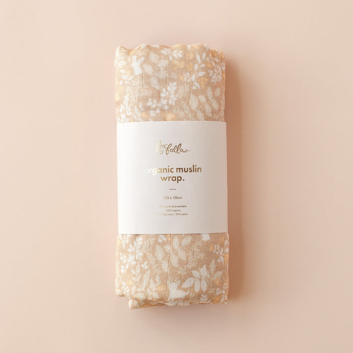 Fox & Fallow Organic Muslin Wrap - Forest Friends Caramel