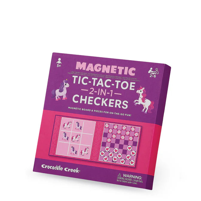 Magnetic Game - Tic Tac Toe & Checkers - Unicorn