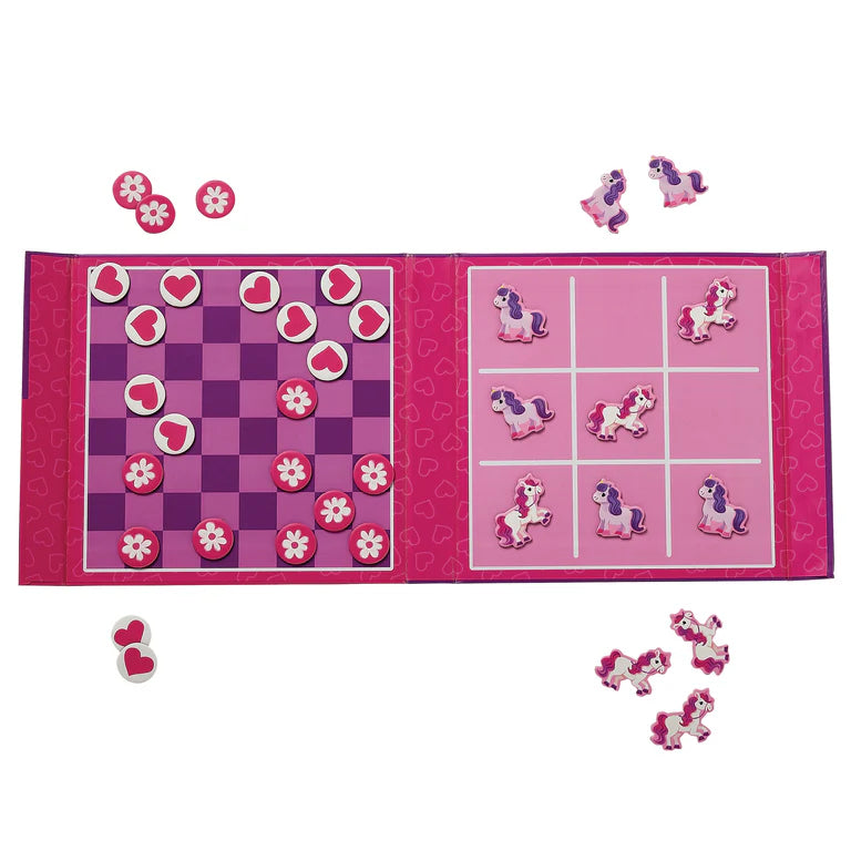 Magnetic Game - Tic Tac Toe & Checkers - Unicorn