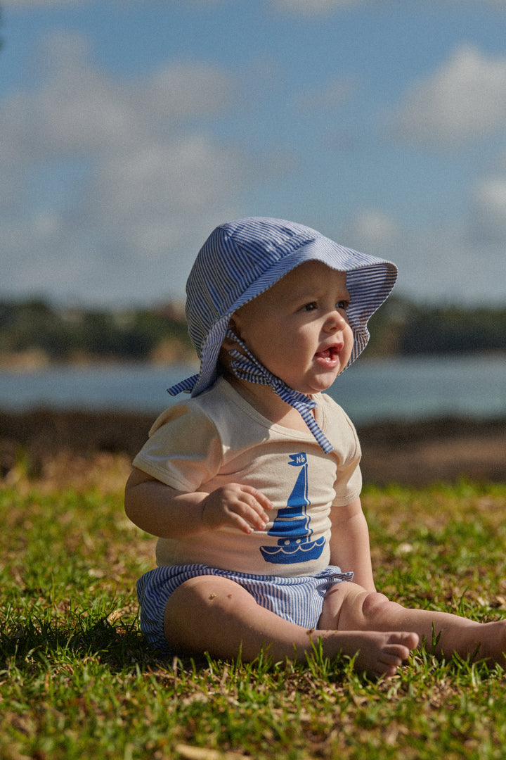 Nature Baby Stretch Jersey Bodysuit - Sail Boat Print