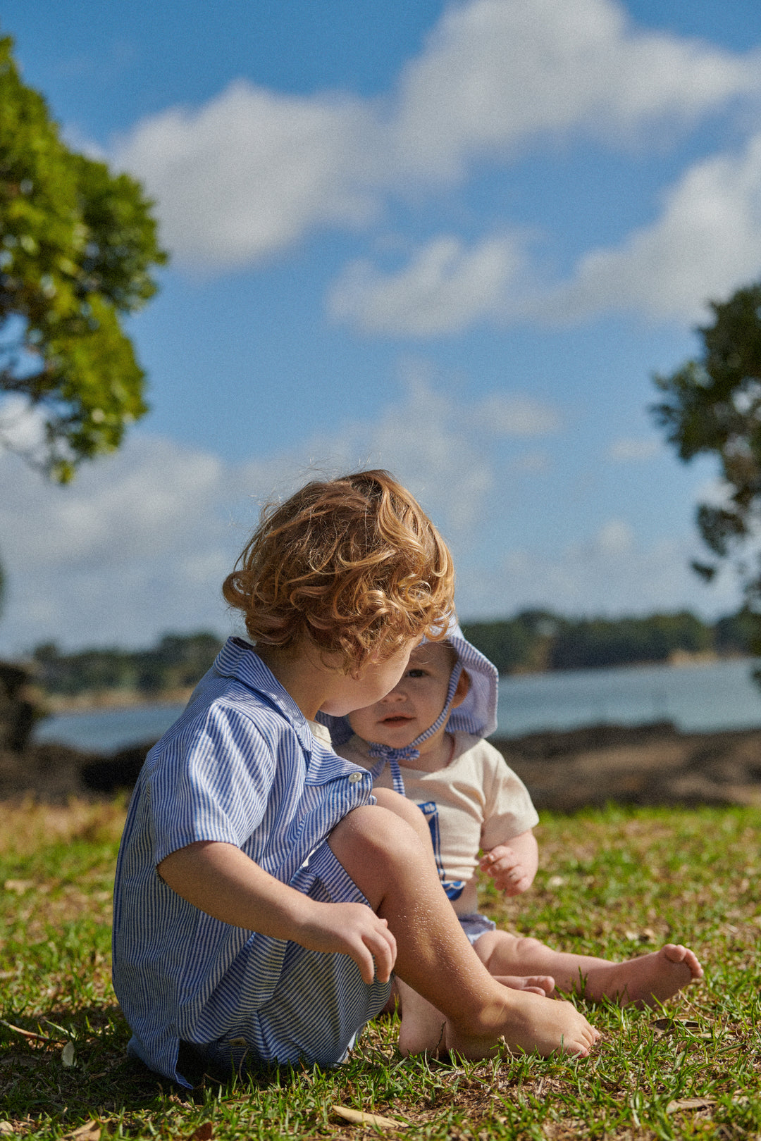 Nature Baby Guthrie Shirt Linen - Blue Stripe