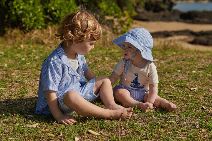 Nature Baby Guthrie Shirt Linen - Blue Stripe