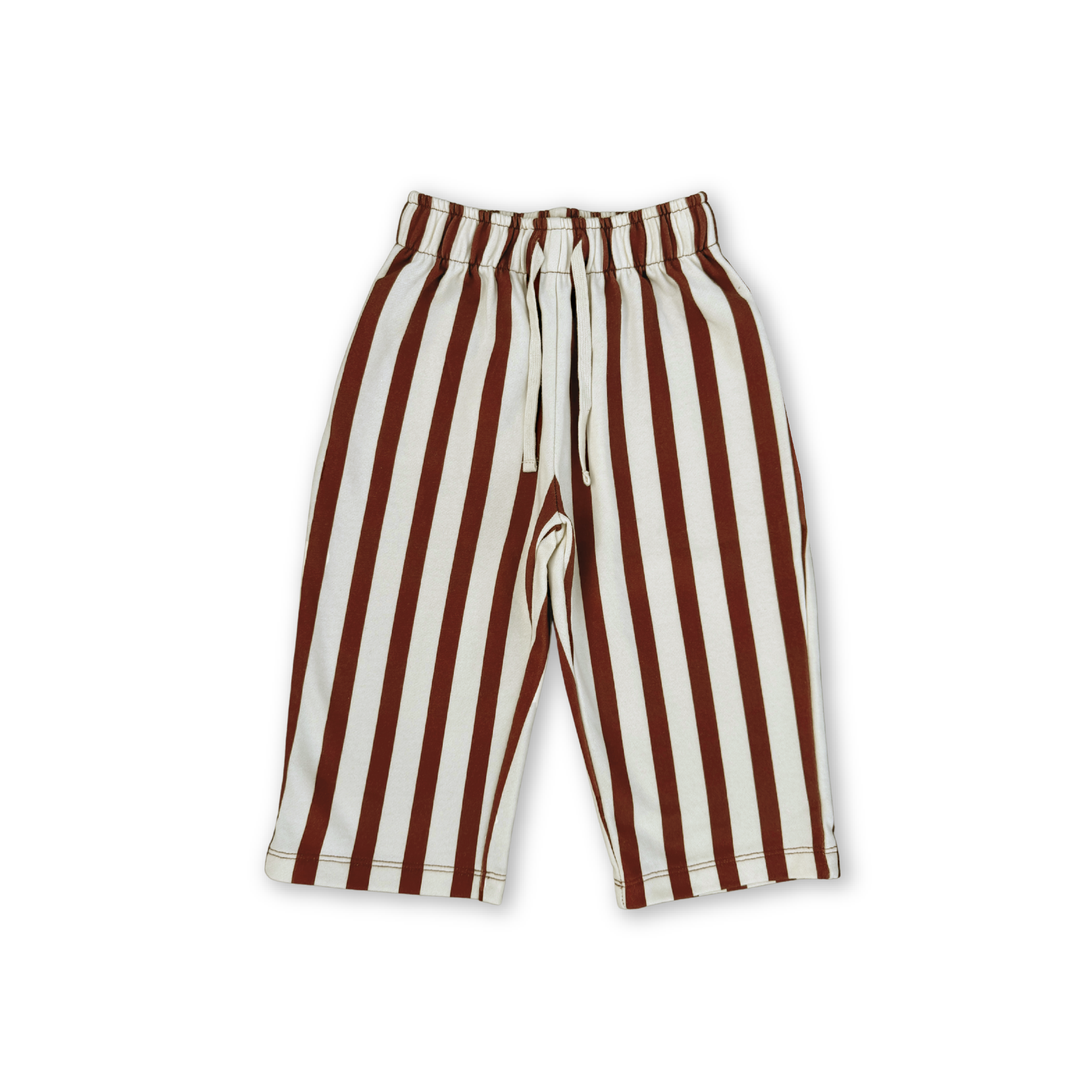 Organic French Terry Striped Pants - Maroon