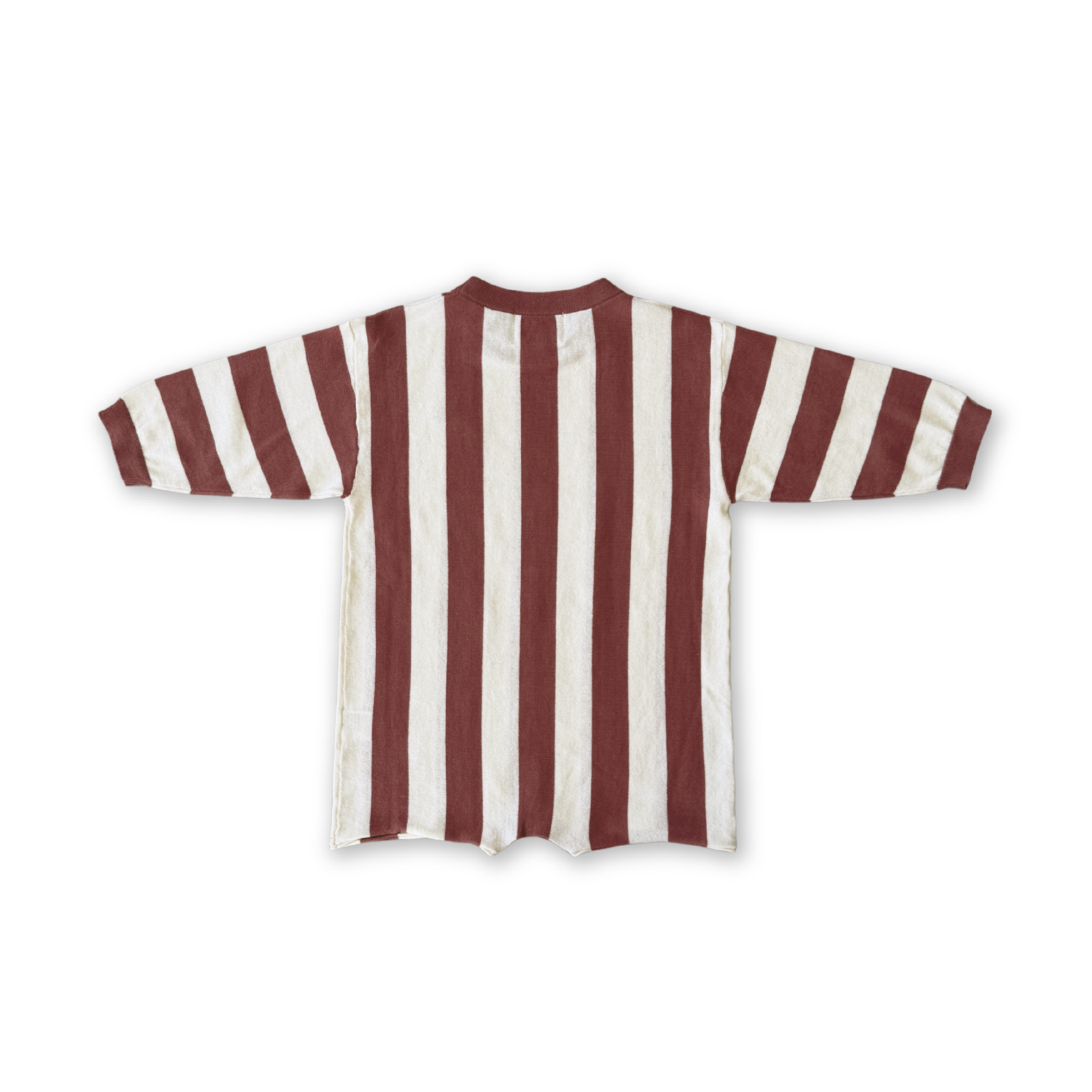 Organic Knitted Stripe Romper - Maroon