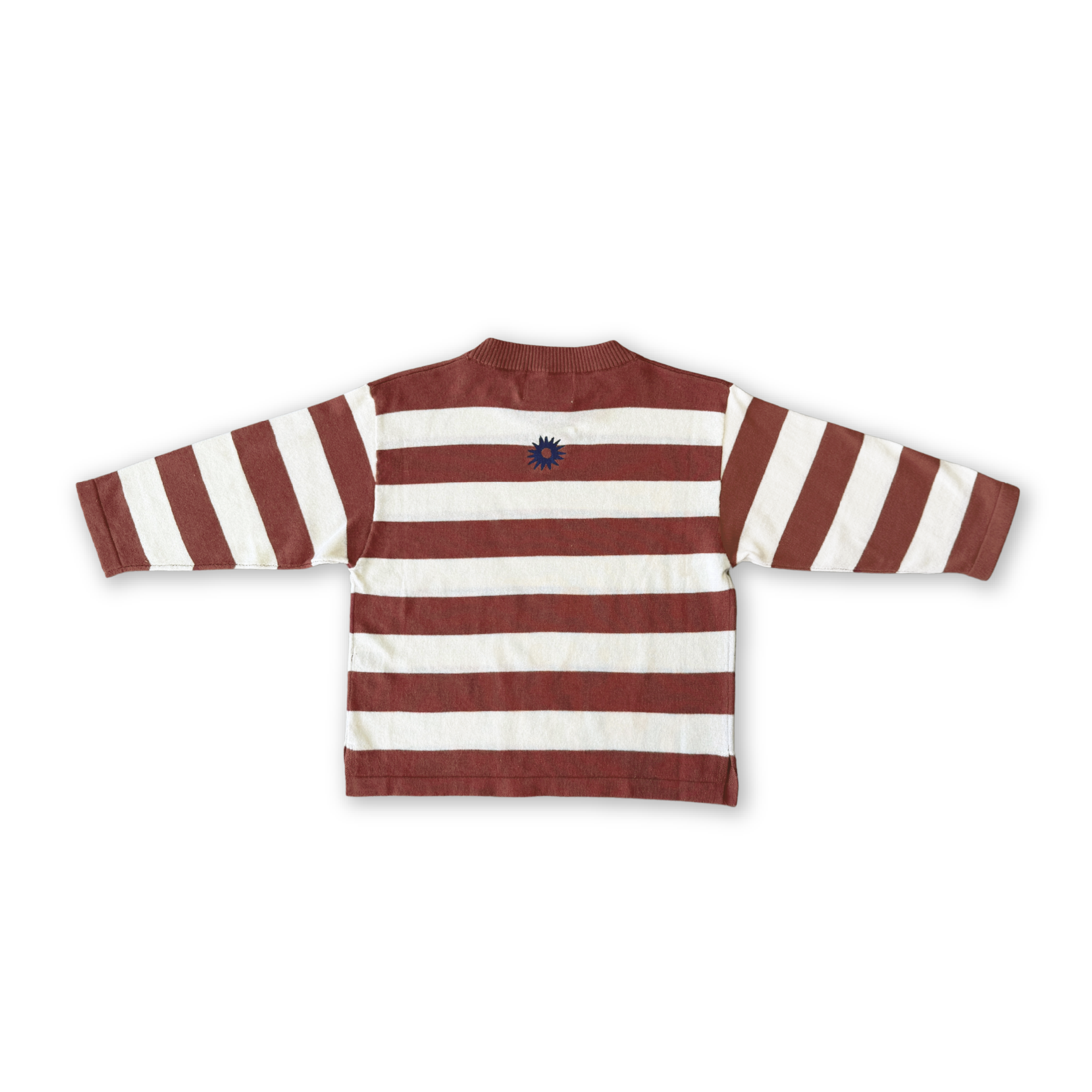 Organic Knitted Striped Longsleeve Tee - Maroon