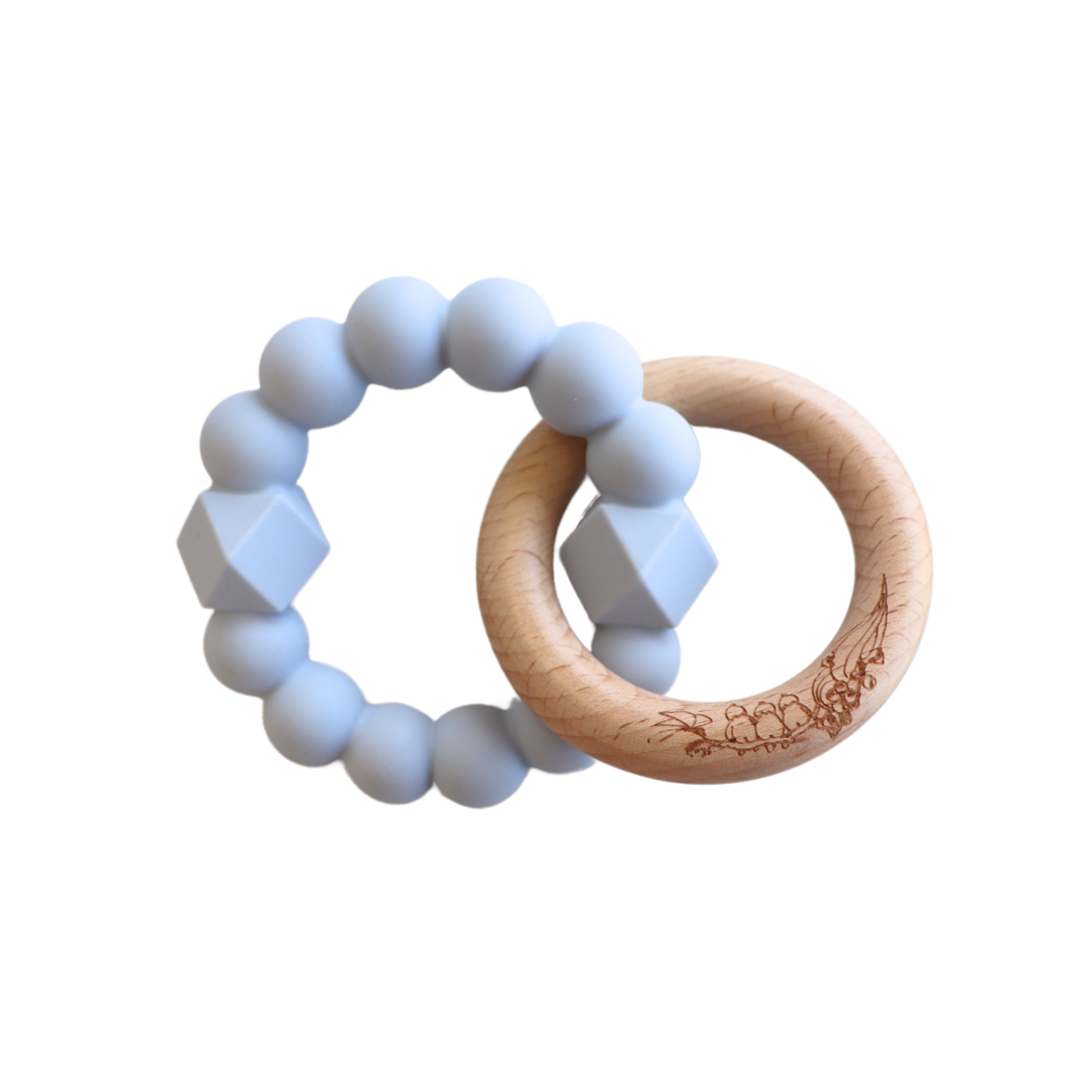 May Gibbs Moon Teether - Soft Blue – Daisy and Hen