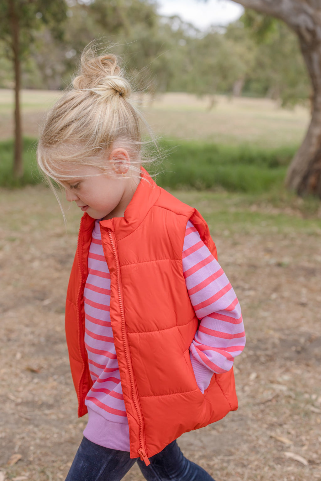 Milky Red Crush Puffer Vest