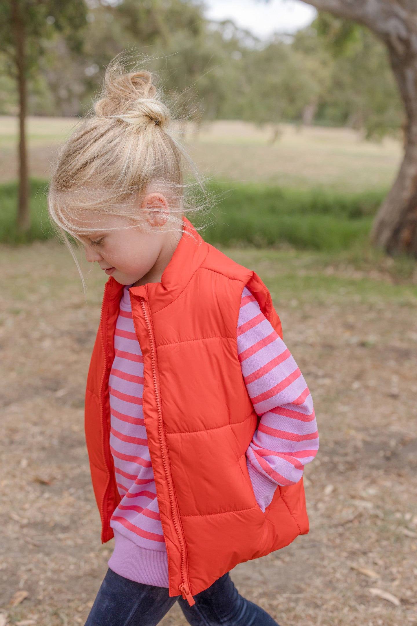 Milky Red Crush Puffer Vest