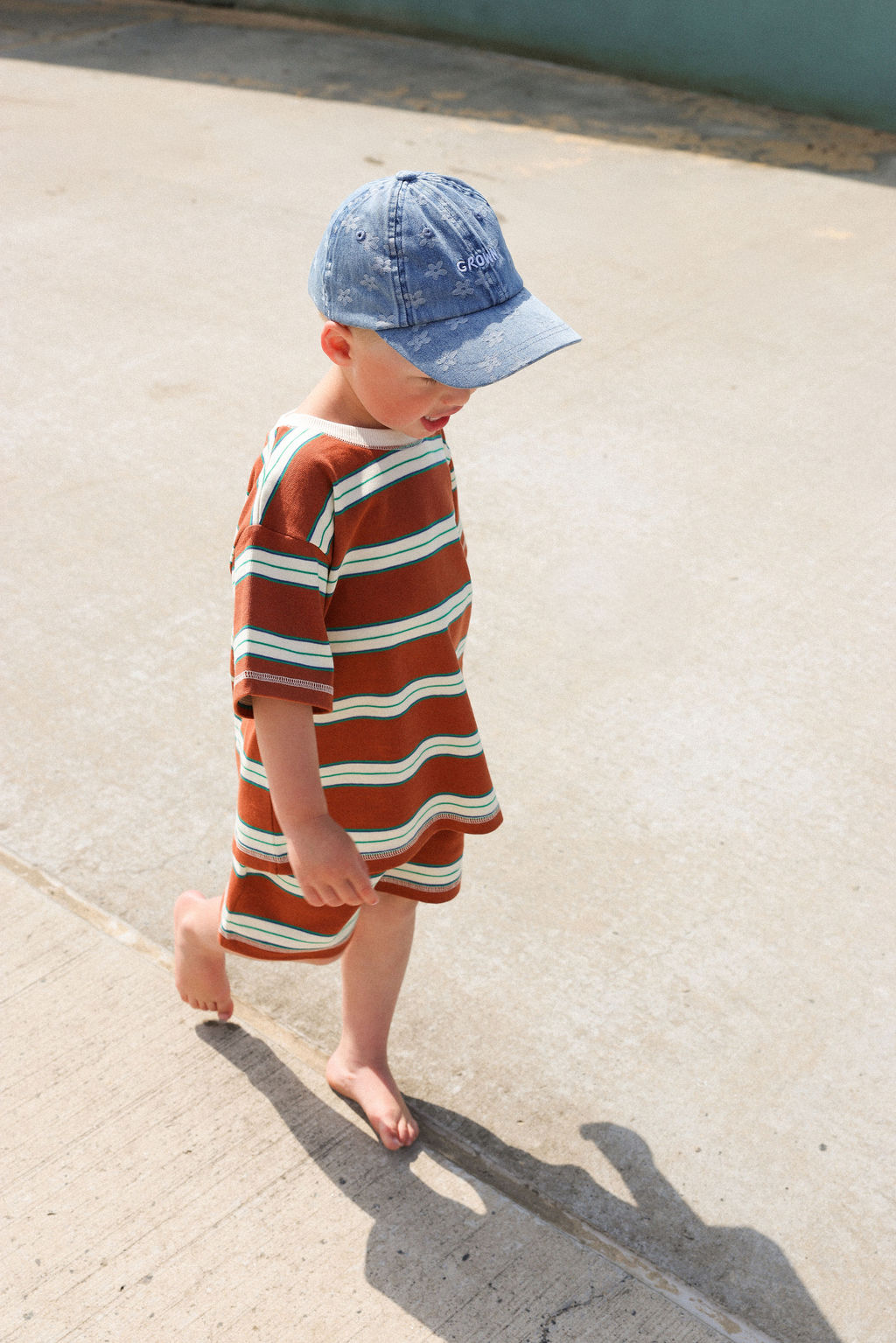 Cotton Sports Stripe Tee - Acorn