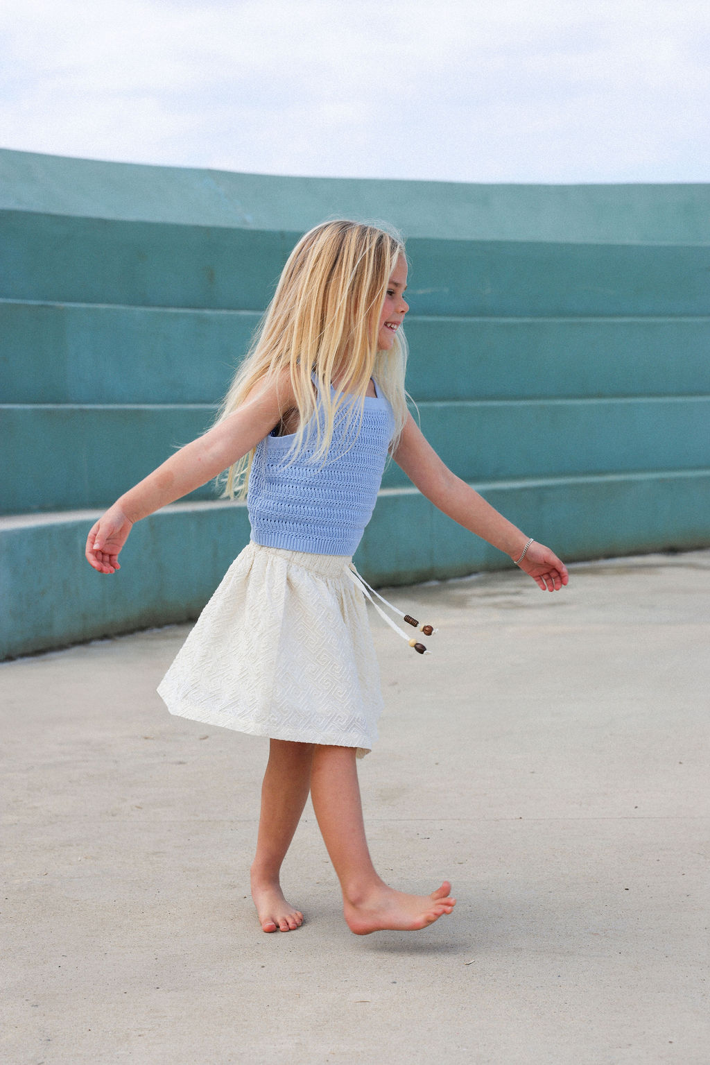 Embroidered Ziggy Skirt - Cream