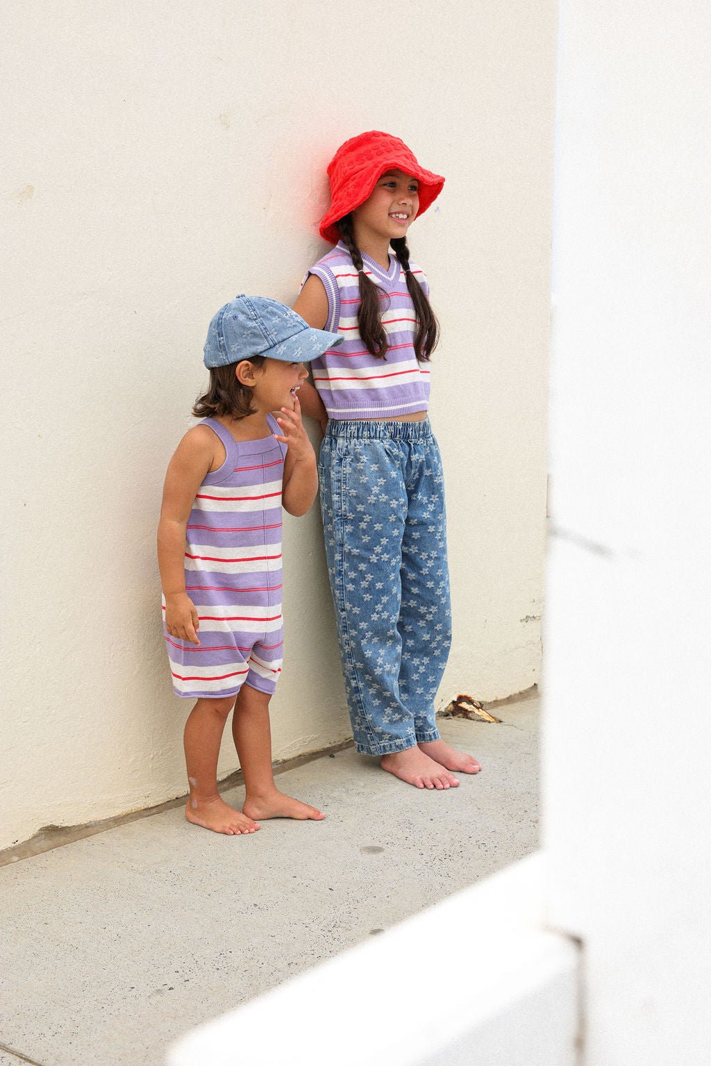 Organic Knitted Club Stripe Romper - Mauve