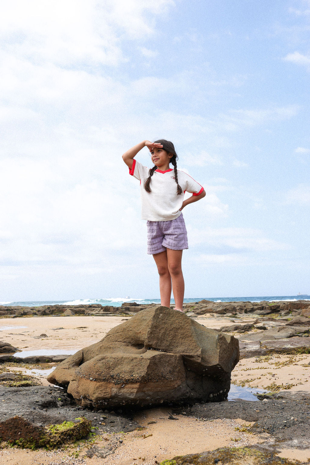 Bubble Terry Towelling Shorts - Mauve