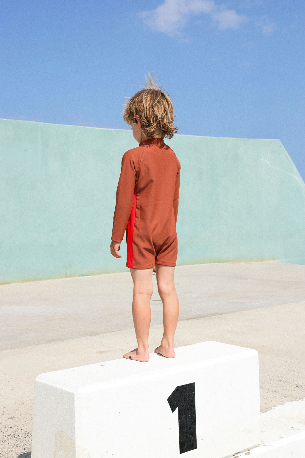 Zip Longsleeve Swim Suit - Teddy