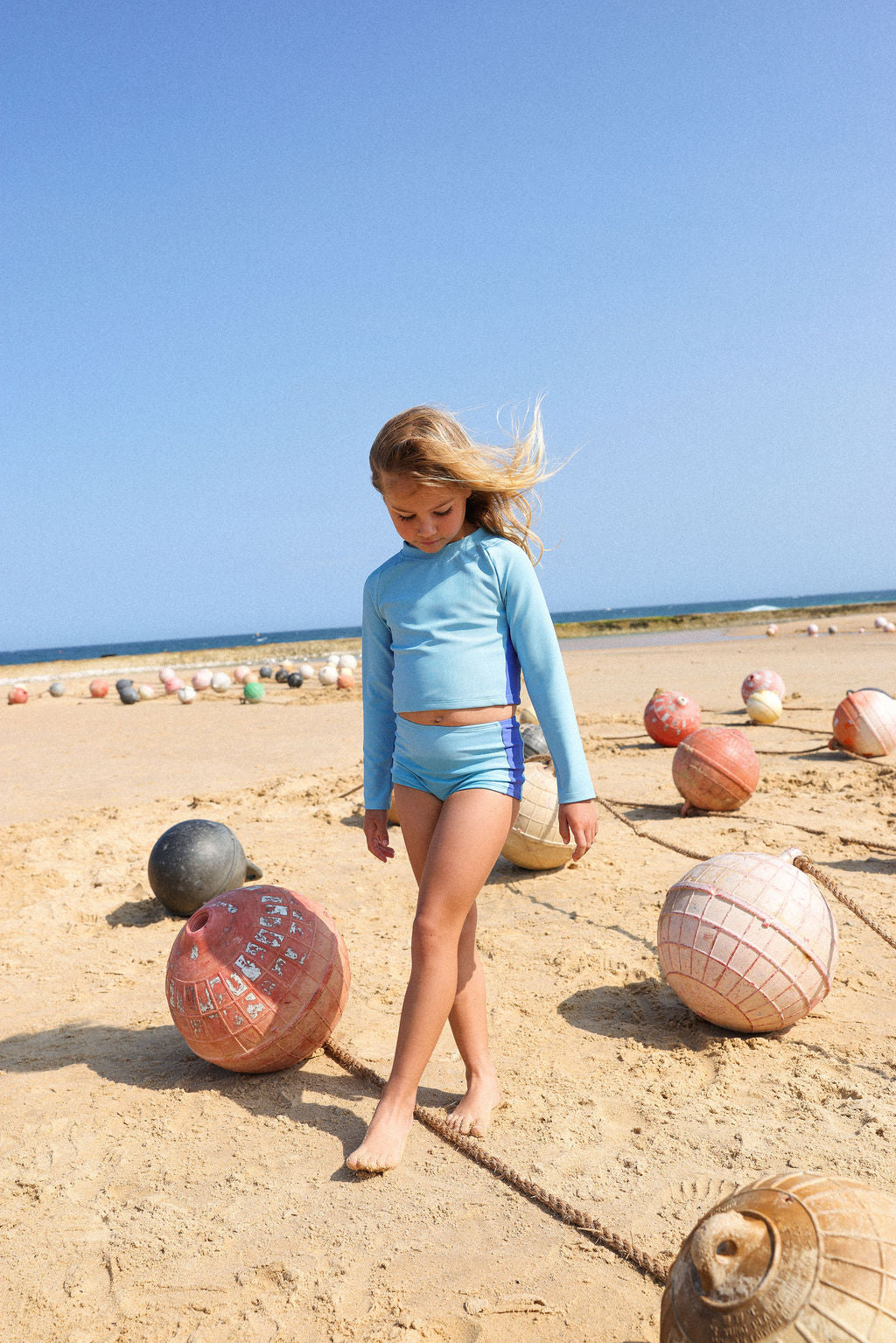 2-Piece Longsleeve Swim Suit - Waves