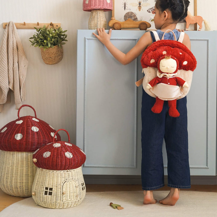 Olli Ella Hopalong Mushroom Backpack - Red