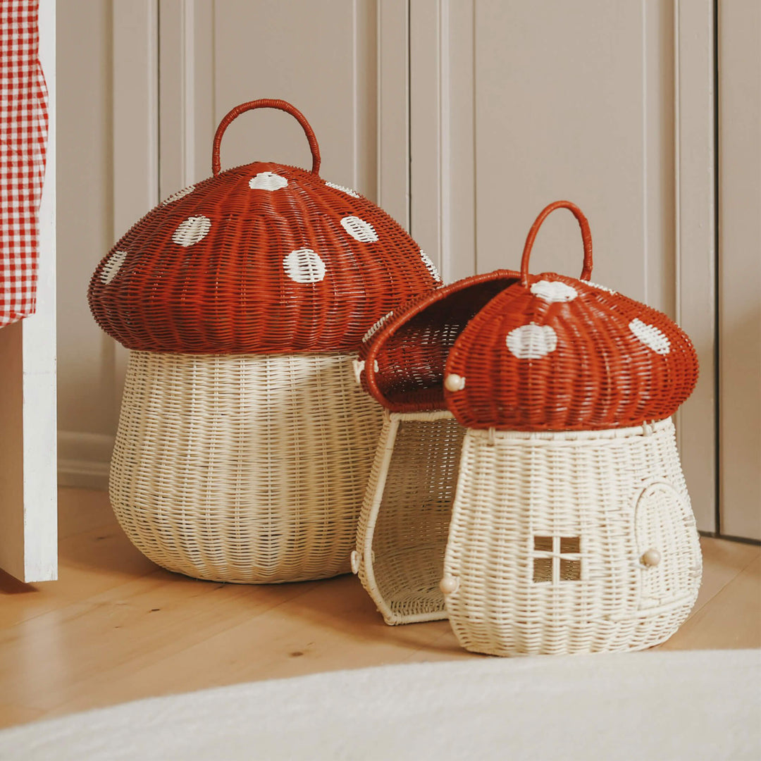 PRESALE Olli Ella Mushroom Storage Basket - Red