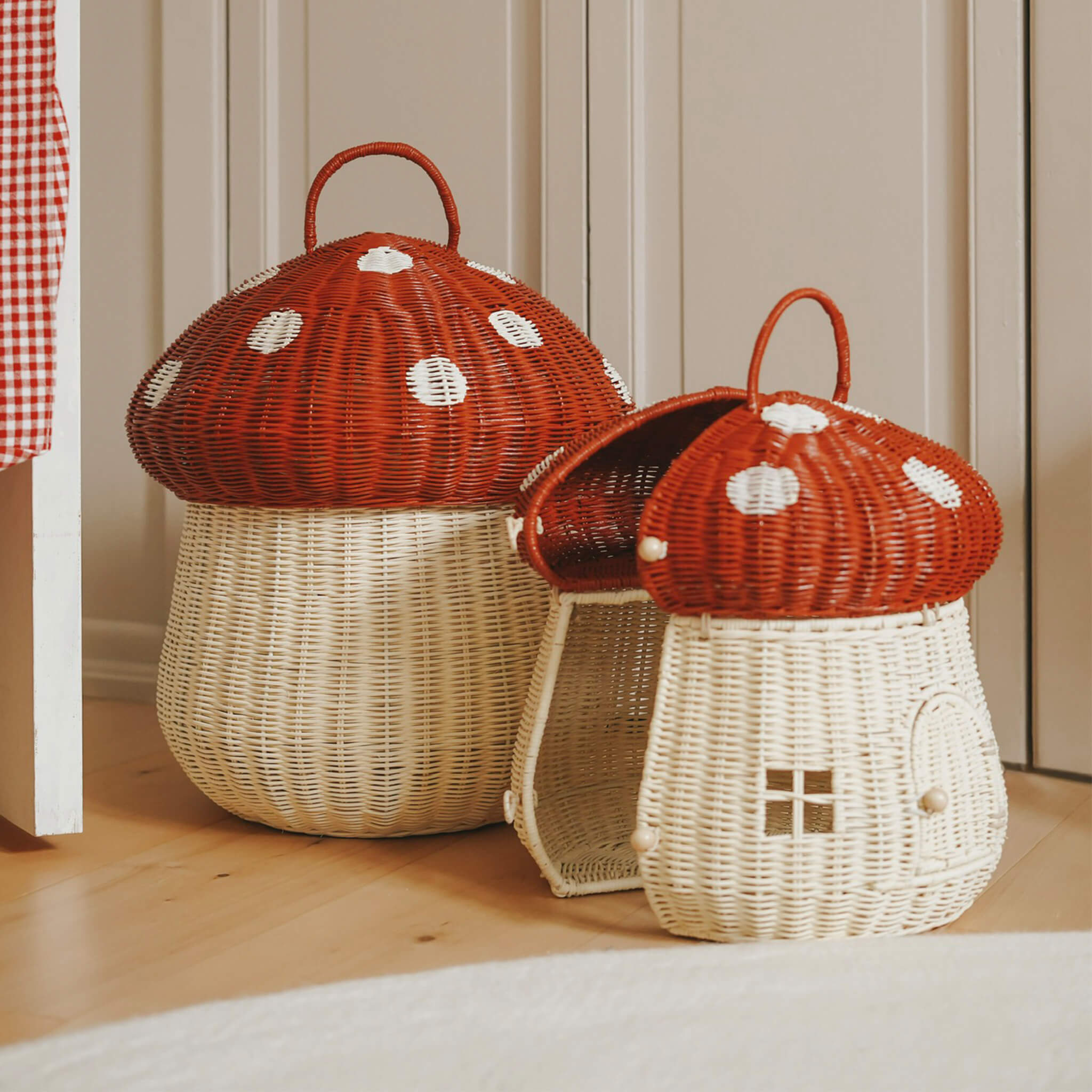 Olli Ella Mushroom Storage Basket - Red