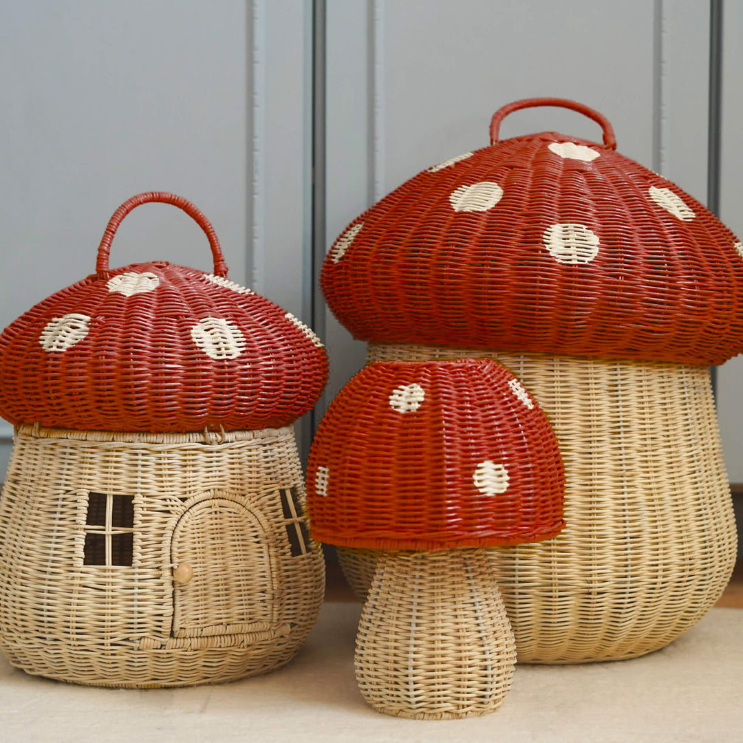 PRESALE Olli Ella Mushroom Storage Basket - Red