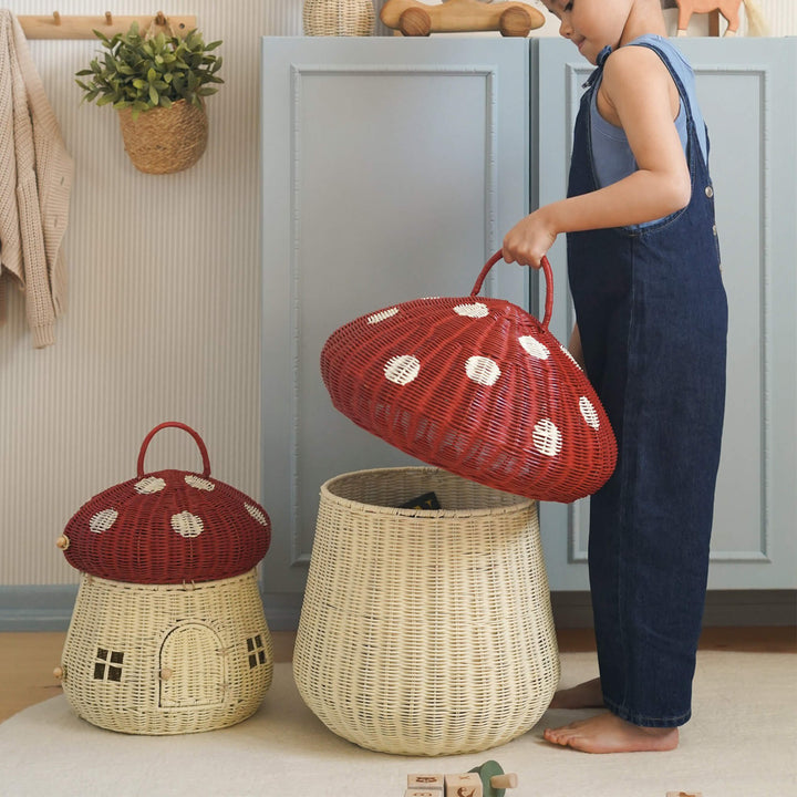 PRESALE Olli Ella Mushroom Storage Basket - Red