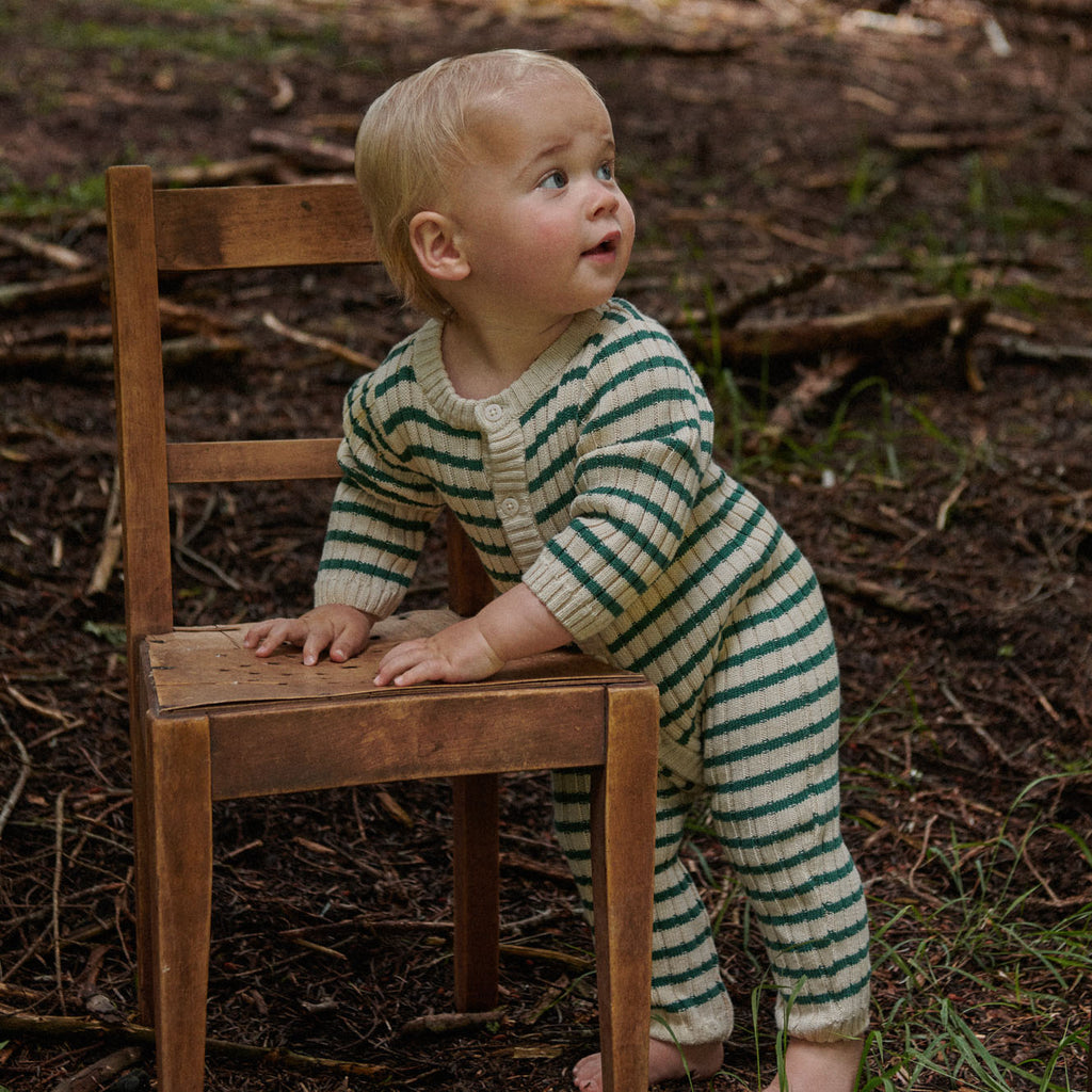 Nature Baby Lou Suit Cotton Knit - Pine Sailor Stripe