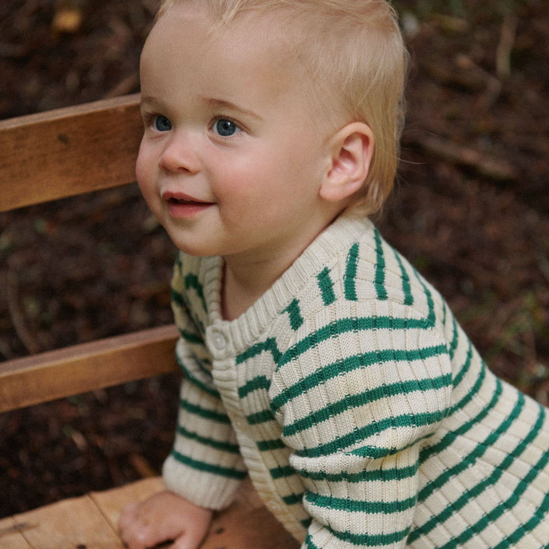 Nature Baby Lou Suit Cotton Knit - Pine Sailor Stripe